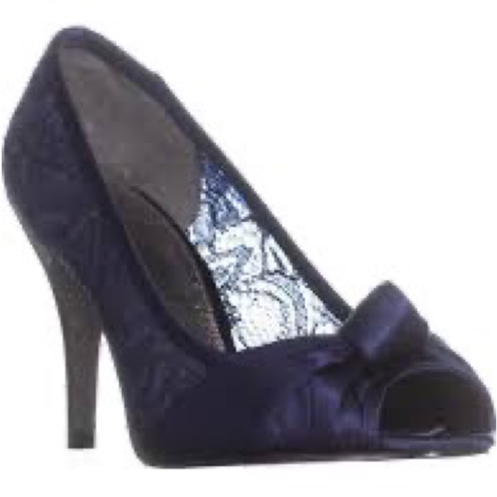 Adrianna Papell Francesca Bow Slim Heels Indigo Satin 8.5 W (HOLD) - Picture 9 of 15